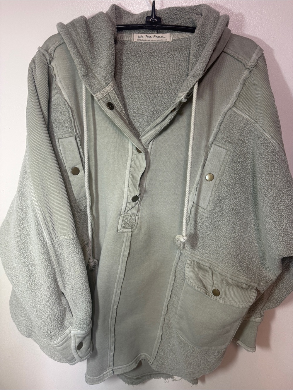 We The Free Light Sage Green Hooded Oversized Shacket